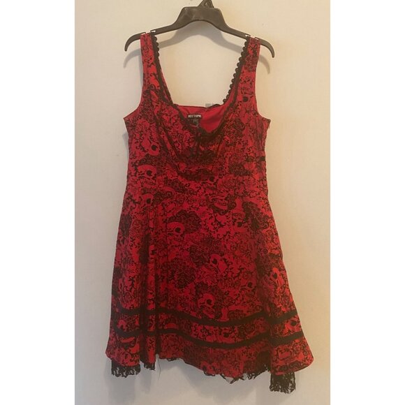 Hot Topic Red & Black Gothic Skull Lace-Up Sleeveless Dress XXL - Picture 4 of 14